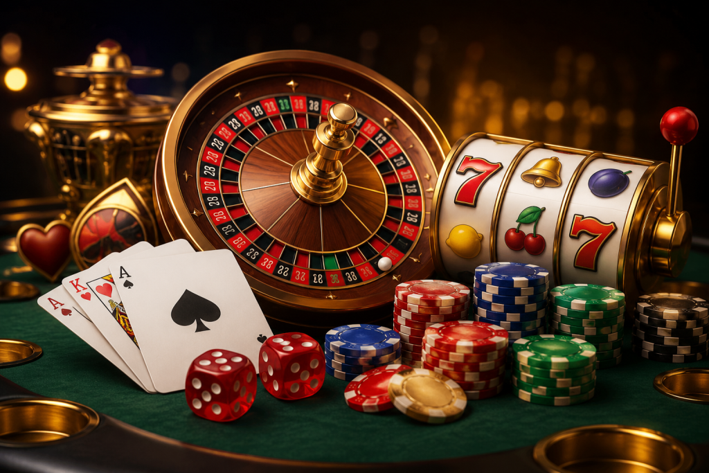 A close-up of a casino table featuring a wooden and gold roulette wheel in the center.