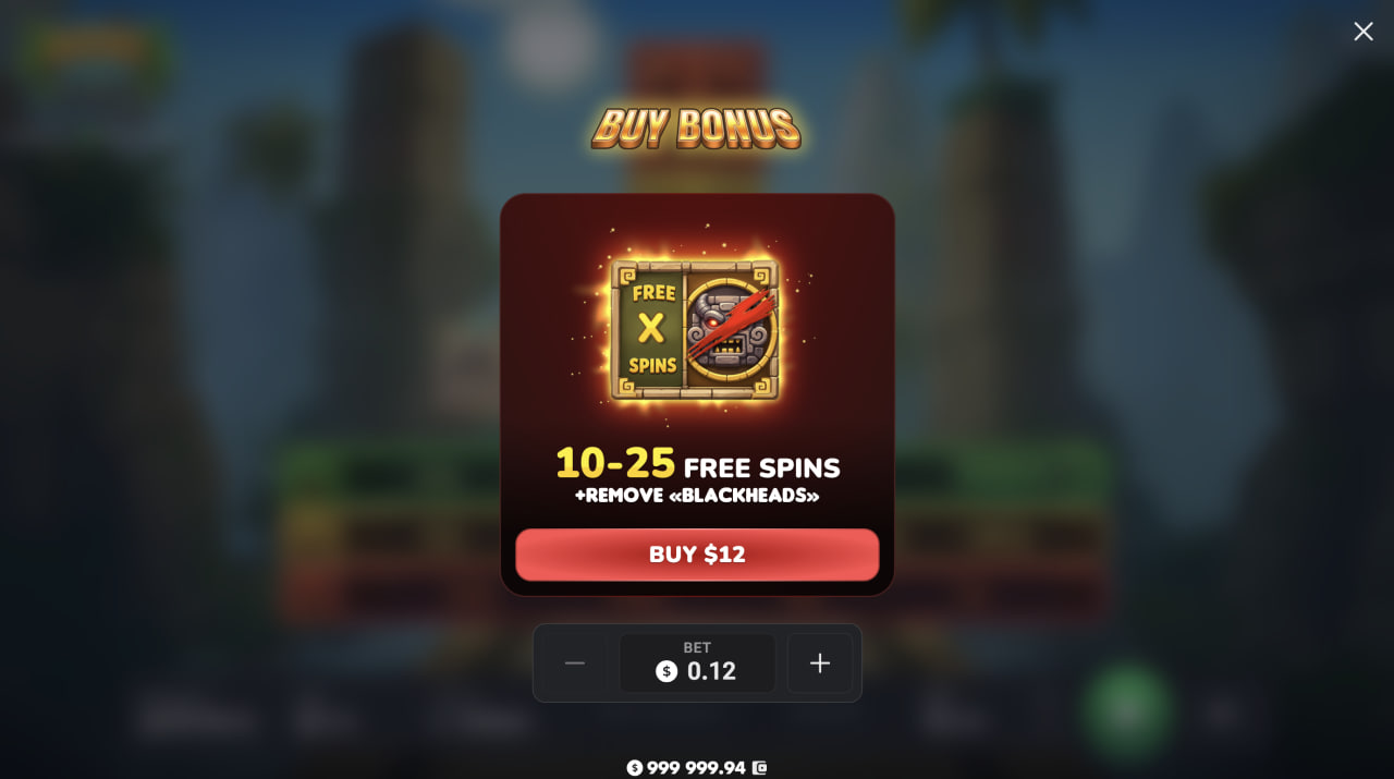 Aztec Totem Bonus Buy window offering 10 to 25 free spins